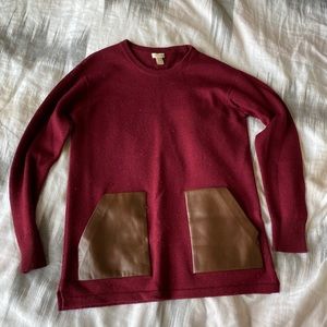 J. Crew Merino Wool sweater with Faux Leather